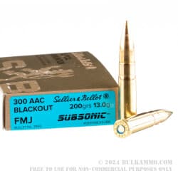 500 Rounds of Bulk .300 AAC Blackout Subsonic Ammo by Sellier & Bellot ...