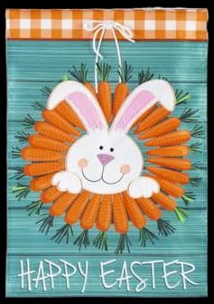 Evergreen Enterprises Happy Easter Bunny & Carrot Wreath Garden Flag ...