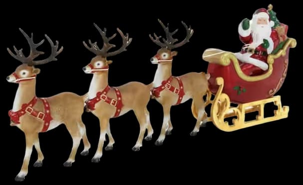 Wooden Christmas Reindeer and Santa Sleigh Set - Lighted Christmas Yard ...