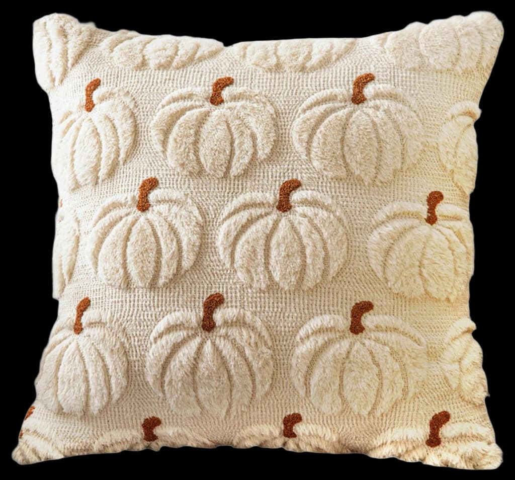 Neutral Harvest Embroidered Pillow | Pumpkin pillows, Embroidered throw ...