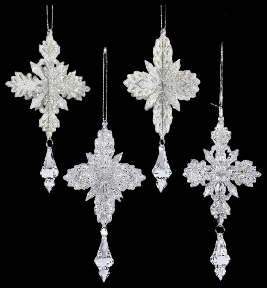 Amazon.com: Kurt Adler Silver And White Glitter Snowflake Gem Drop 1 ...