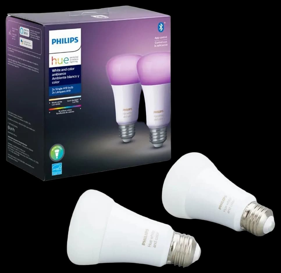 Philips Hue White and Colour Ambiance A19 E26 LED Smart Bulb, Bluetooth & Zigbee Compatible (Hue Hub Optional), Works with Alexa & Google Assistant A Certified for Humans Device (562785),3 Pack