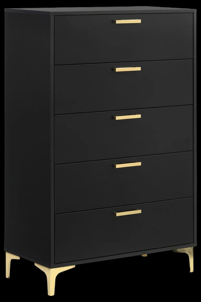 Kendall 5-Drawer Chest White & Gold - KFROOMS