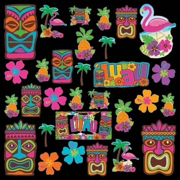 Pack of 30 Hawaiian Tiki Luau Tropical Themed Party Cutouts Room ...