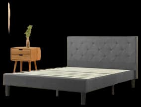 Zinus Taylor 36" Velvet Upholstered Platform Bed Frame, Charcoal, King ...