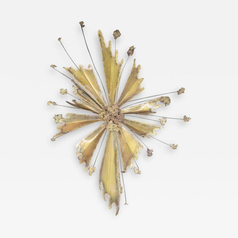 Fabulous Brutalist Brass Starburst Sunburst Wall Sculpture, Mid-Century ...