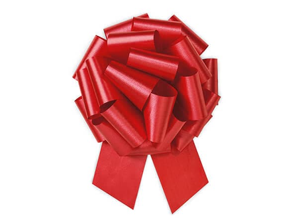 8 Inch Hot Red Flora Satin Pull Bow - School & Office Annex