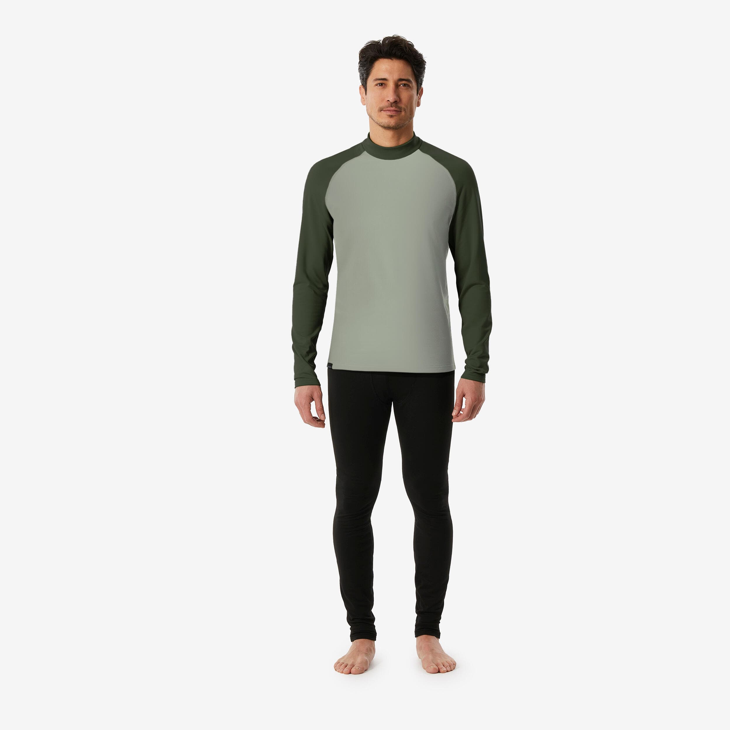 Men’s Warm and Breathable Ski Base Layer Top - BL 500 - Black olive ...