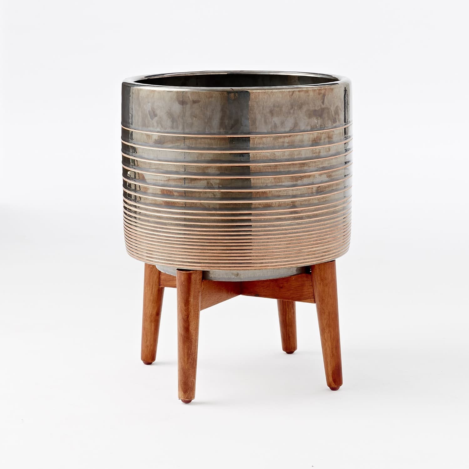 West Elm Mid-Century Turned Wood Leg Planter - AptDeco
