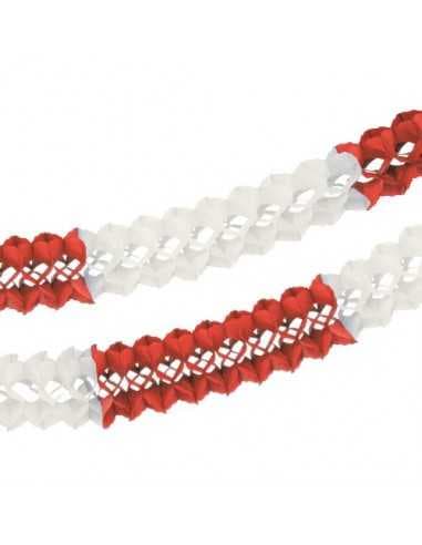 Guirnalda de papel para grandes espacios rojo y blanco Ø 16 cm x 10m