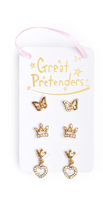 Buy Great Pretenders Boutique Royal Crown Studded Earrings 3 Pairs at ...