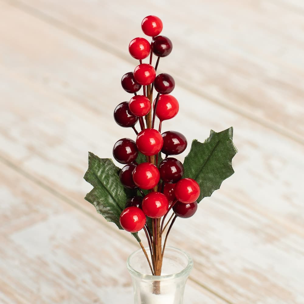 Sullivans Artificial Holly and Red Berry Pick