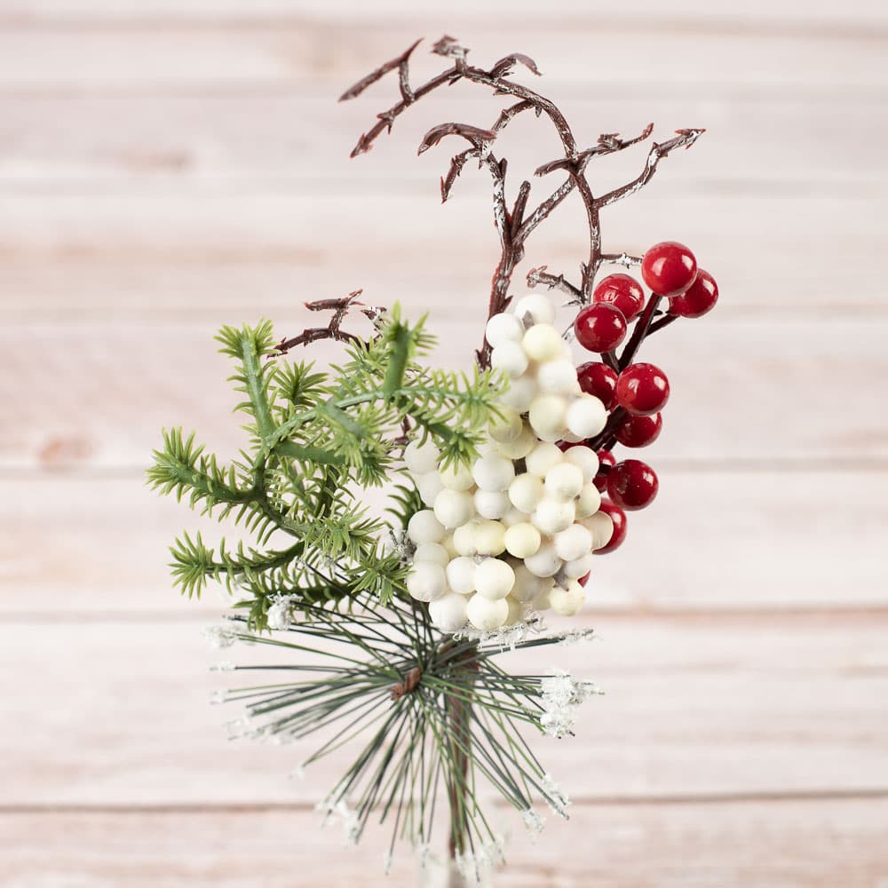 Artificial Mixed Pine and Berry Christmas Floral Pick - Picks + Sprays ...