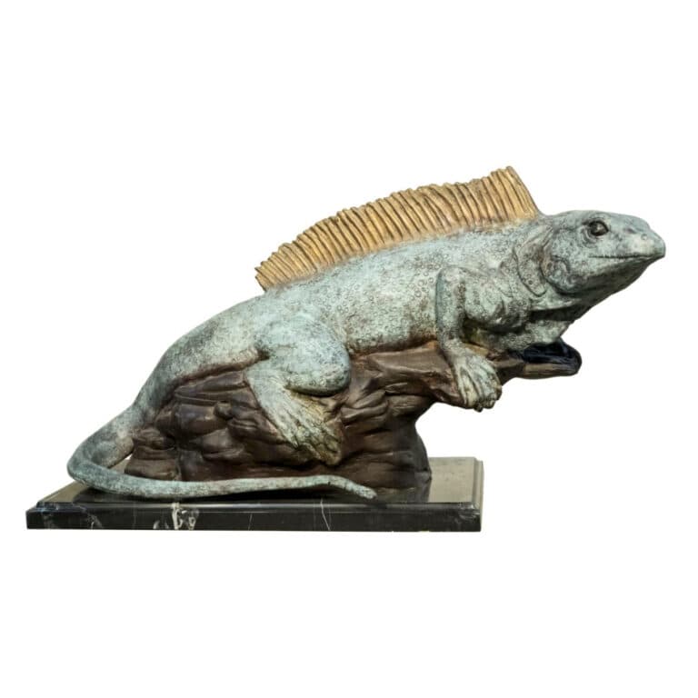 Bronze Iguana Sculpture on Marble Base - Florida Bronze Statues ...