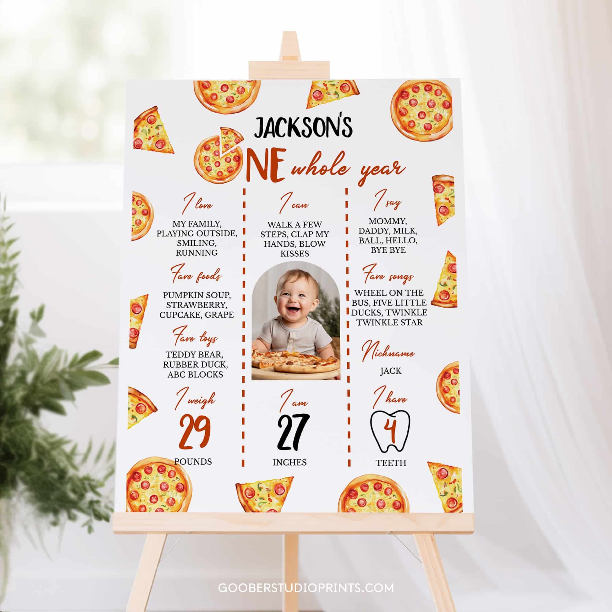Pizza Birthday Milestone Photo Poster - Goober Studio Prints