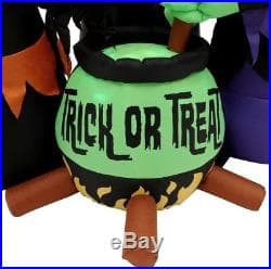 Gemmy 6 ft PRELIT INFLATABLE ANIMATED 3 WITCHES Cauldron SOUND ...