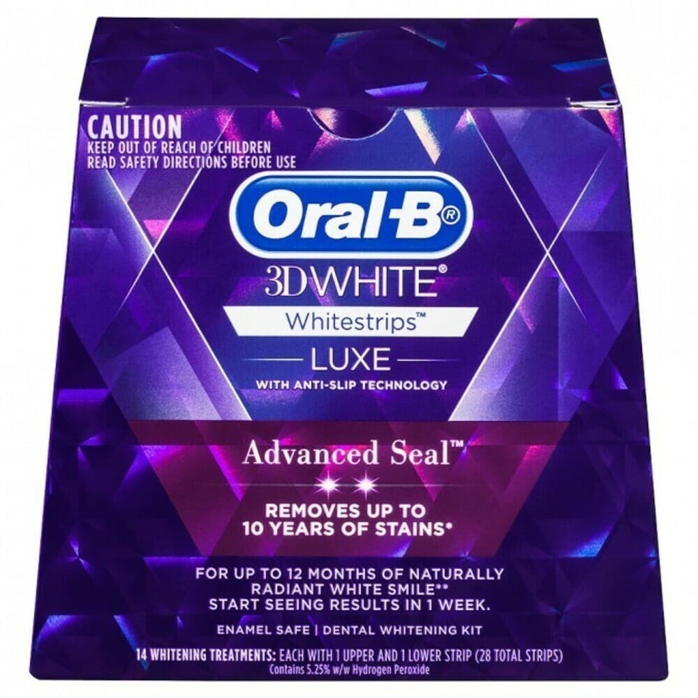 Oral B 3D White Luxe Advance Seal 14 Pack Teeth Whitening Kit ...