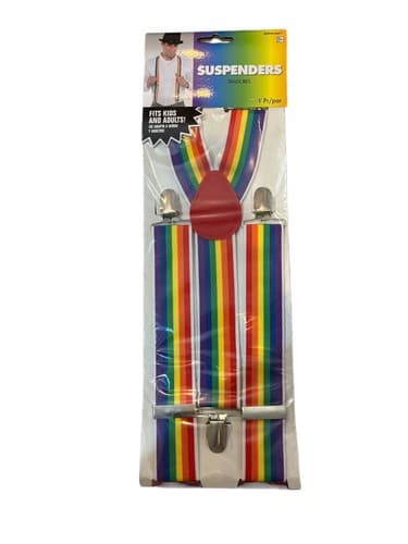 Halloween Costume Suspenders Clown Cosplay Adjustable Rainbow Striped ...