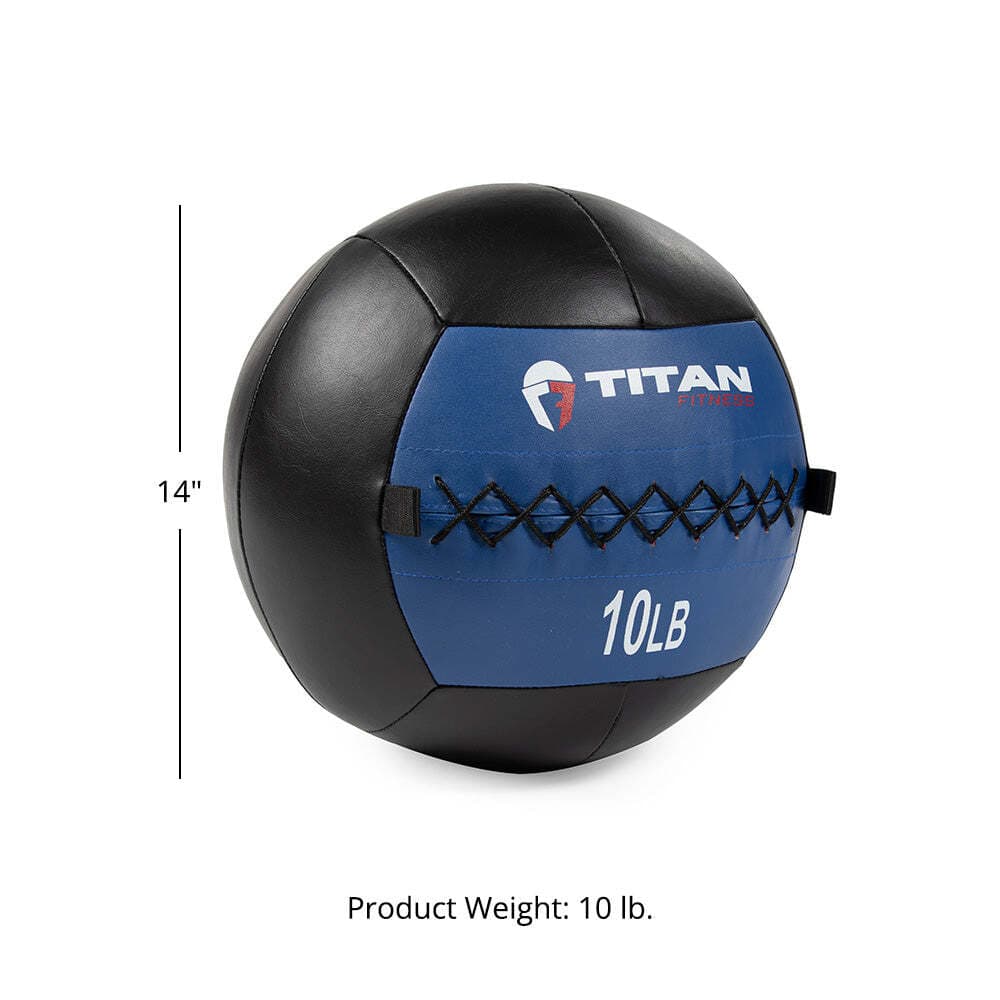 Titan Fitness 10 LB Soft Leather Medicine Wall Ball, Color-Coded Weight ...
