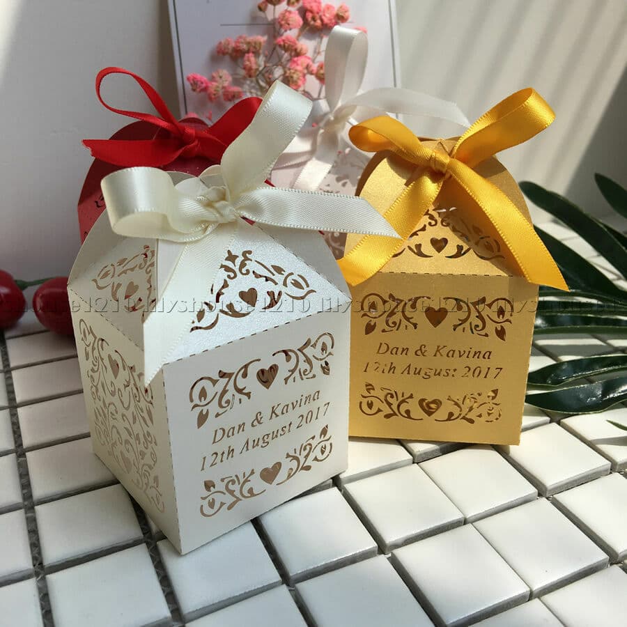 Personalized Wedding Favor Boxes 40x Mint To Be White Wedding Favor