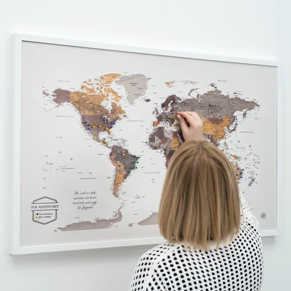 Pin Board World Map Framed - Etsy