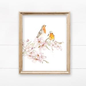 Cherry Blossom Wall Art Birds on a Branch Wall Decor Home - Etsy