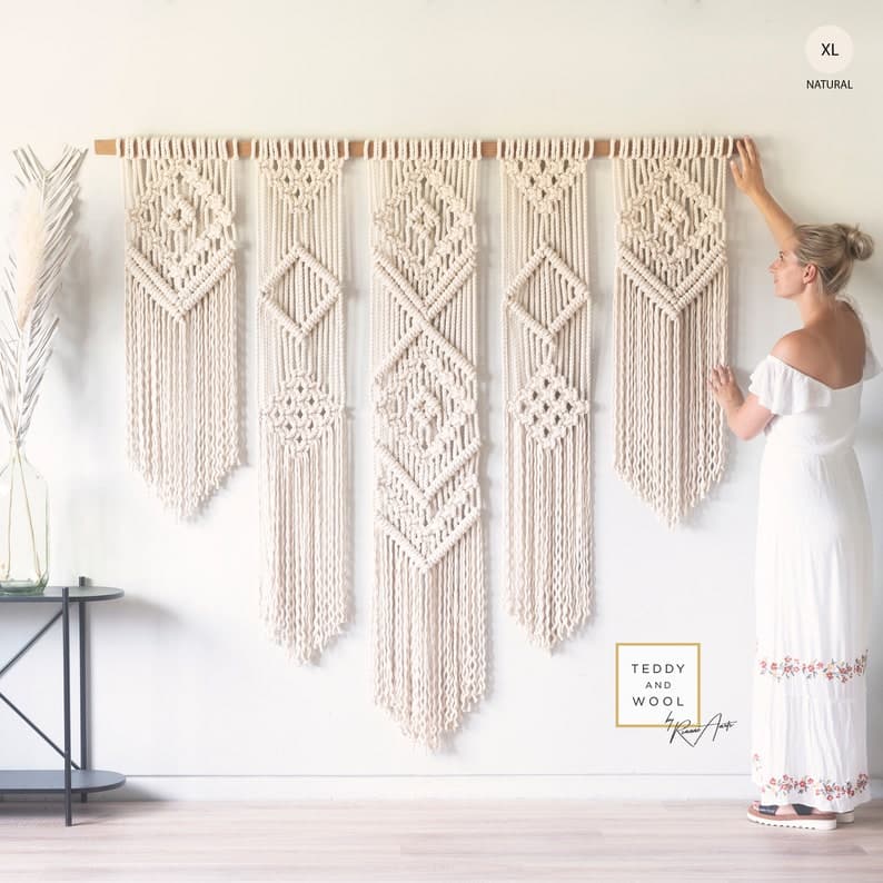 Bohemian Macrame Wall Hanging Geometric Fiber Art ISA - Etsy Hong Kong