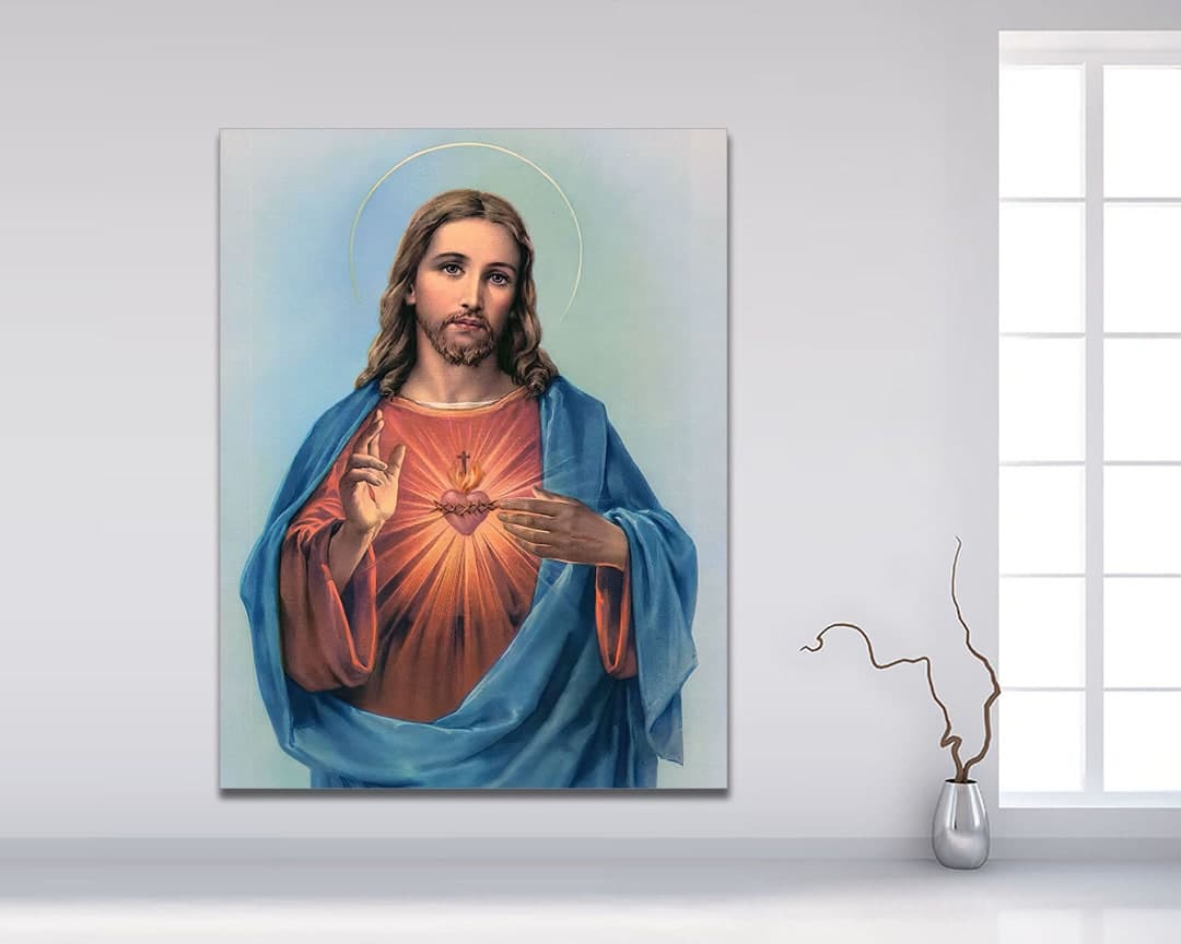 Jesus Sacred Heart Divine Mercy Christian Roman Catholic Canvas Art ...