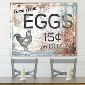 Rustic Chic Farm Fresh Eggs Sign Vintage Farmhouse Wall Decor Primitive ...