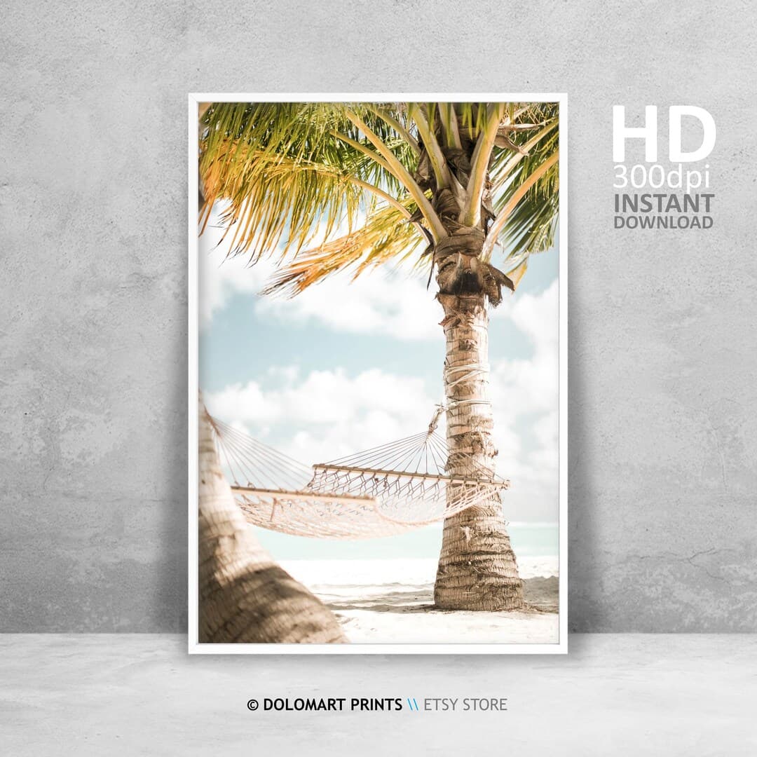 Tropical Paradise Print | Palm Tree Print Tropical Wall Art Decor ...