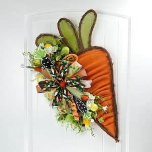 Carrot Door Hanger, Burlap Carrot Wreath, Rustic Easter Carrot Door ...