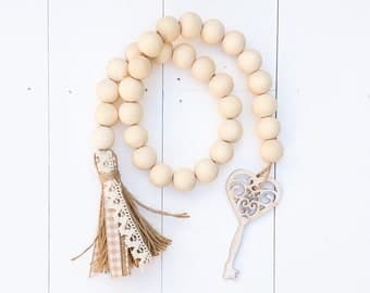 Rae Dunn Inspired Wood Bead Garland Garlands for Home Decor - Etsy