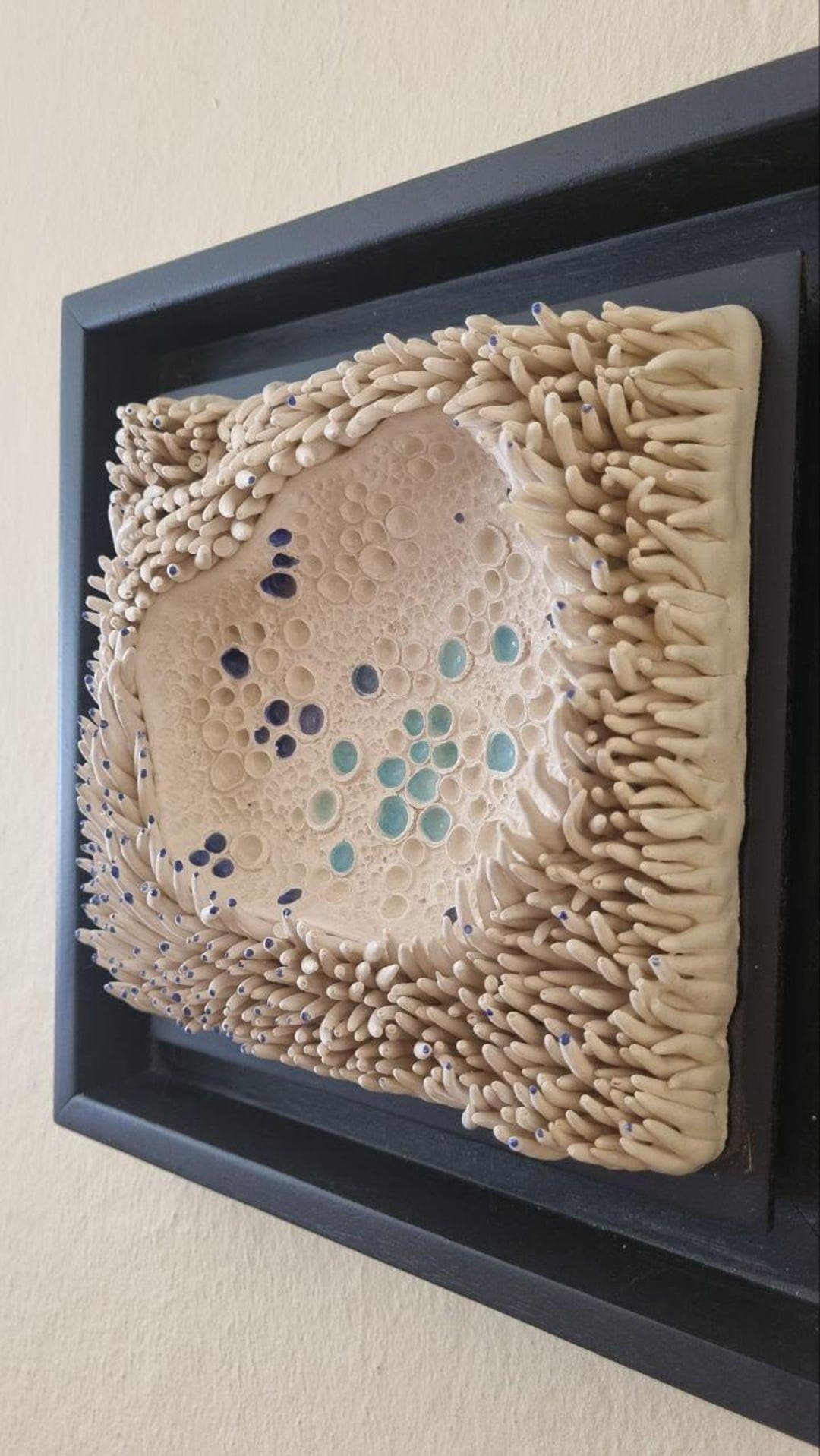 Ceramic Coral Wall Sculpture 11x11 Inch Boho Coastal Decor Natural ...
