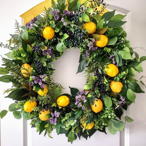 Summer Lemon Wreath Lemon and Blueberry Wreath Summer Fruit - Etsy
