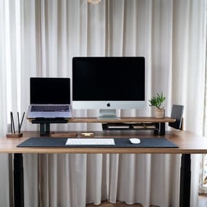Buy All in One Desk Setup Desk Shelf 105cm for Monitor Stand, Wood ...