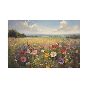 Wildflower Field Canvas Art Print - Vibrant Summer Landscape, Colorful ...