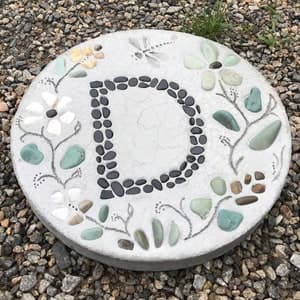 Monogram River Rock Mosaic Stepping Stone: Personalized Garden Decor - Etsy