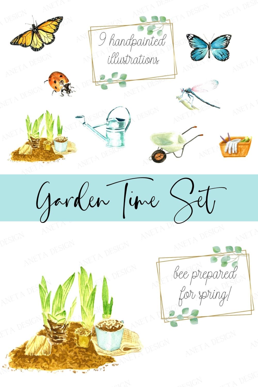 Watercolor Gardening Set, Spring Insects, (2515103)