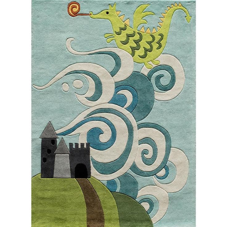 Momeni Lil Mo Whimsy Dragon Sky Blue 4 ft. x 6 ft. Indoor Kids Area Rug ...