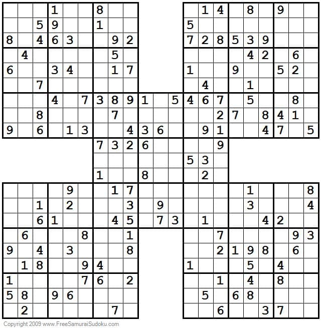 1001 Moderate Samurai Sudoku Puzzles | PUZZLE&GAMES | Sudoku puzzles ...