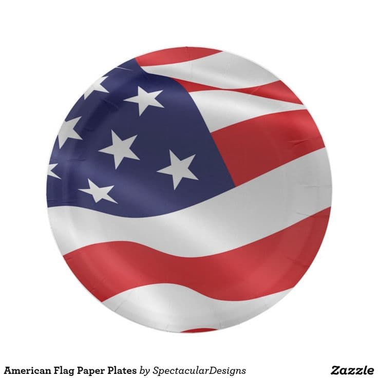 an american flag paper plate with stars on it