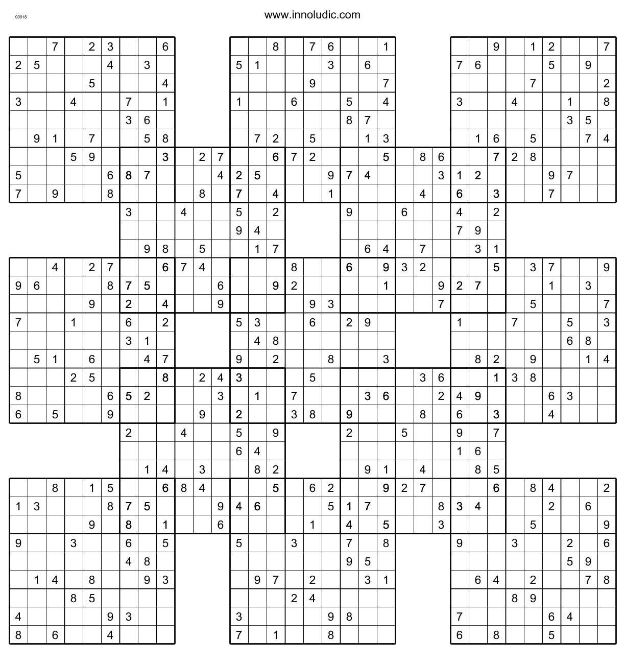 Printable Samurai Sudoku - Printable Summer Activities