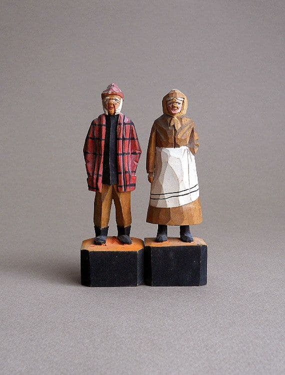 Vintage Folk Art Woodcarvings R Audet Quebec by whatnotsandsuch, $24.00 ...
