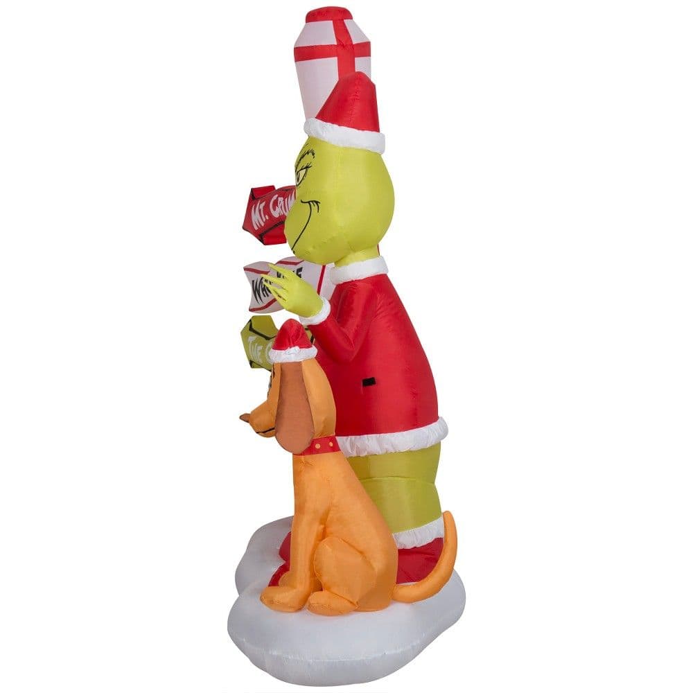 Gemmy airblown grinch and max on sled christmas inflatable decor g ...