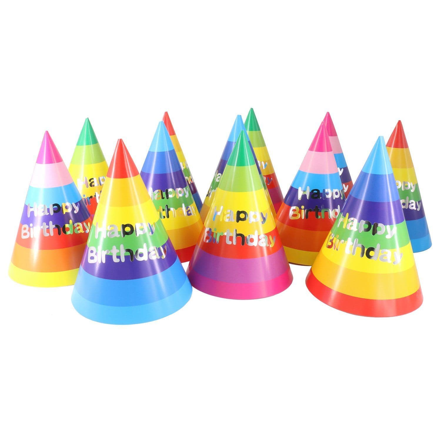 Azude Birthday Party Cone Hats, Rainbow 12 ct | Birthday party hats ...