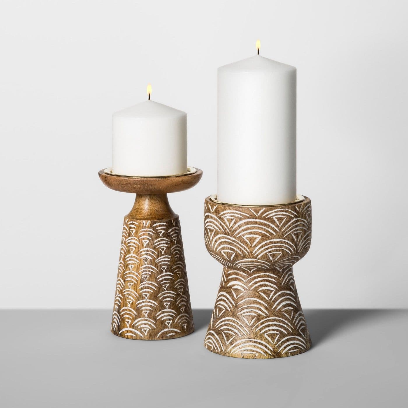 Carved Wood Pillar Candle Holder - Opalhouse™