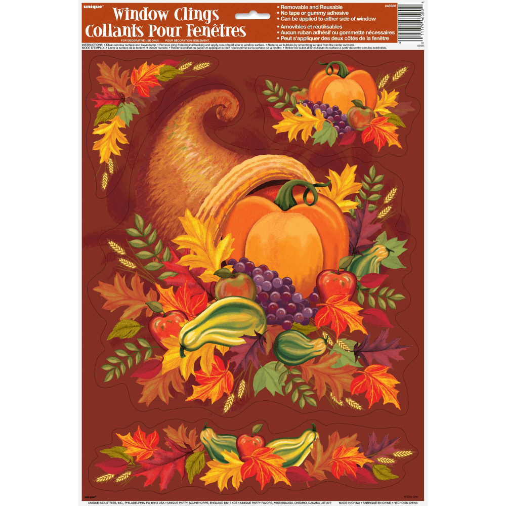 Harvest Fall Window Clings Sheet - Walmart.com | Window clings, Fall ...