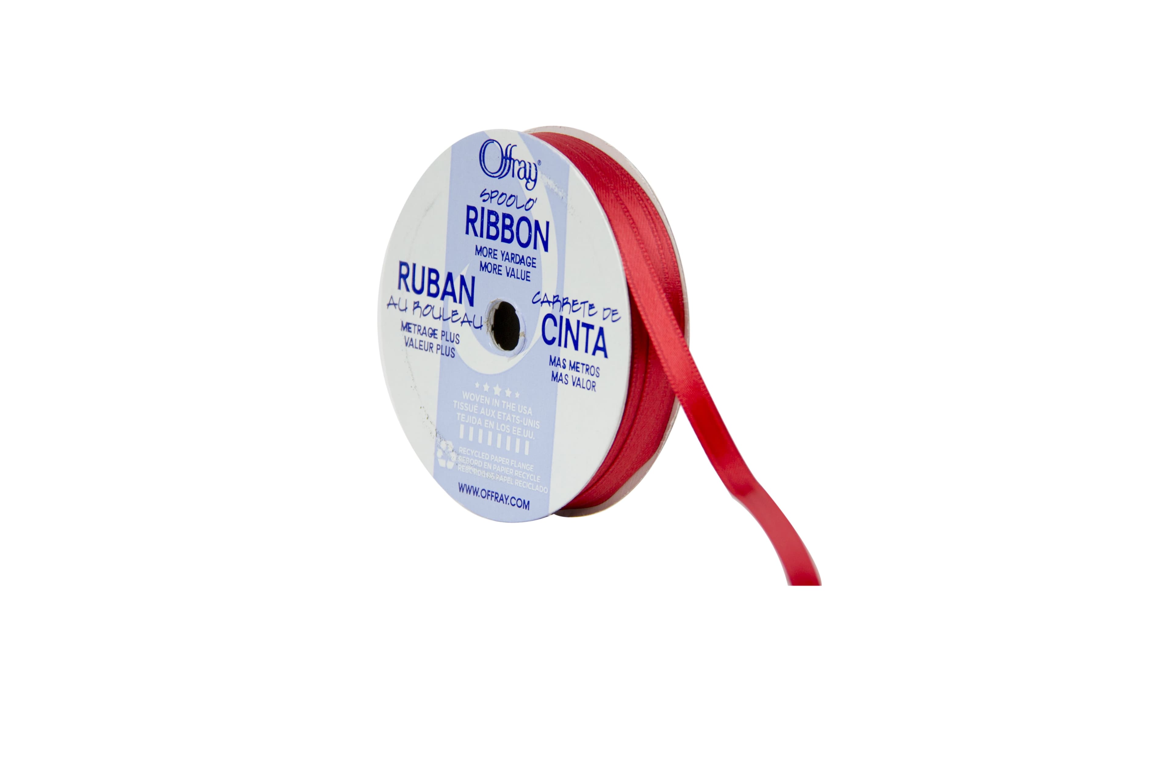 Offray 1/4" Double Faced Satin Ribbon-Red - Walmart.com - Walmart.com