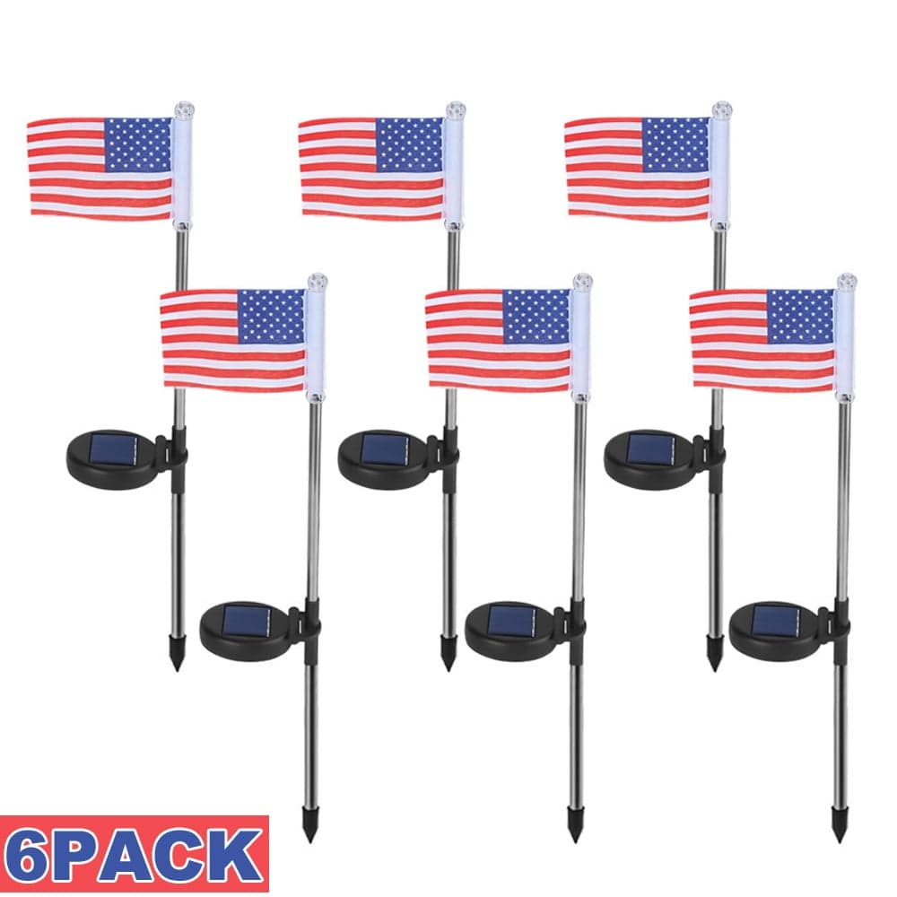 4Pack Solar American Flag Lights, Outdoor Led Pathway Landscape Solar ...