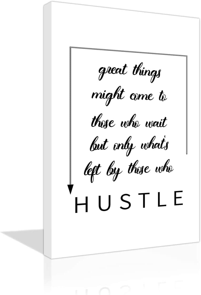 AEFER Hustle Inspirational Wall Art Canvas Print Office Decor Inspiring ...